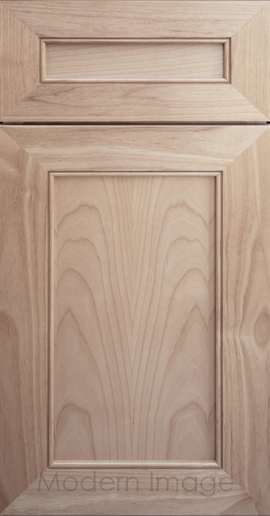 Highland Ghost matte-stained Shaker kitchen cabinet door with wide rails and a flat center panel.